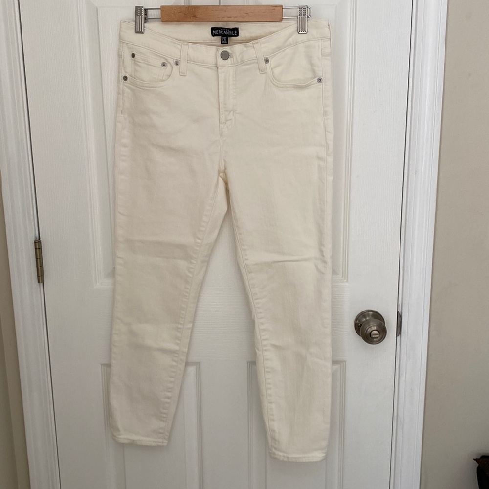 J. Crew Mercantile off White Cream Denim skinny jeans 29